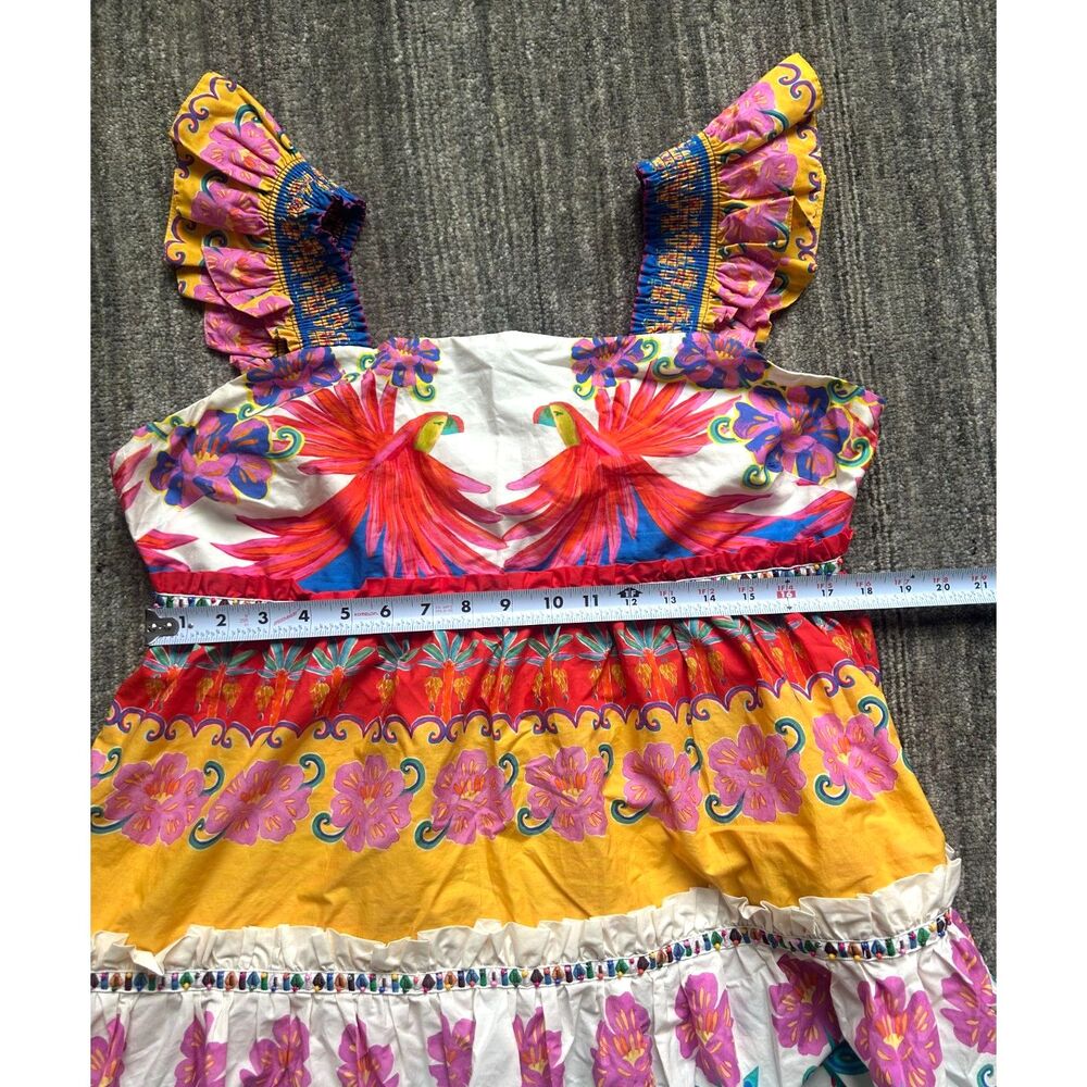FARM Rio White Multicolor Parrot & Floral Ruffle Mini Dress - Picture 7 of 11